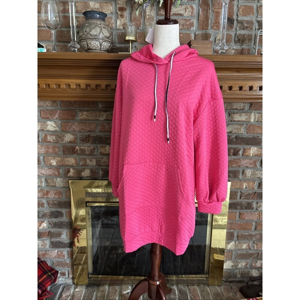 pretty garden Pink Long Hoodie Waffle Material Size Medium NWT - Picture 2 of 7